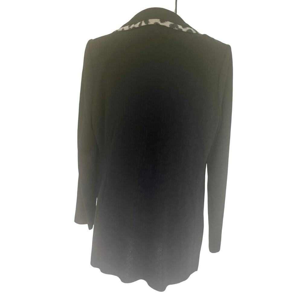 MING WANG BLAZER KNIT TAILORED BLACK LEOPARD TRIM SZ M SHOULDER PADS BADDIECORE - Picture 7 of 16